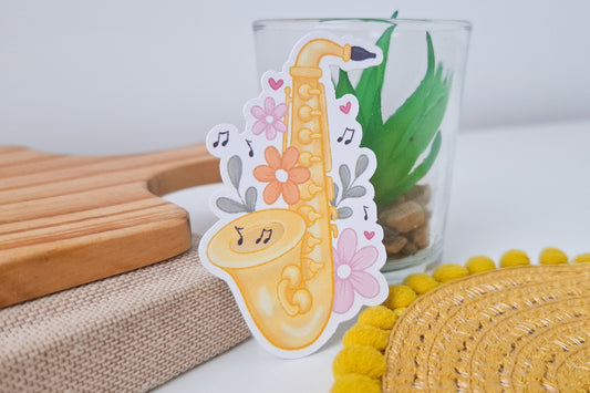 Floral Saxophone Sticker