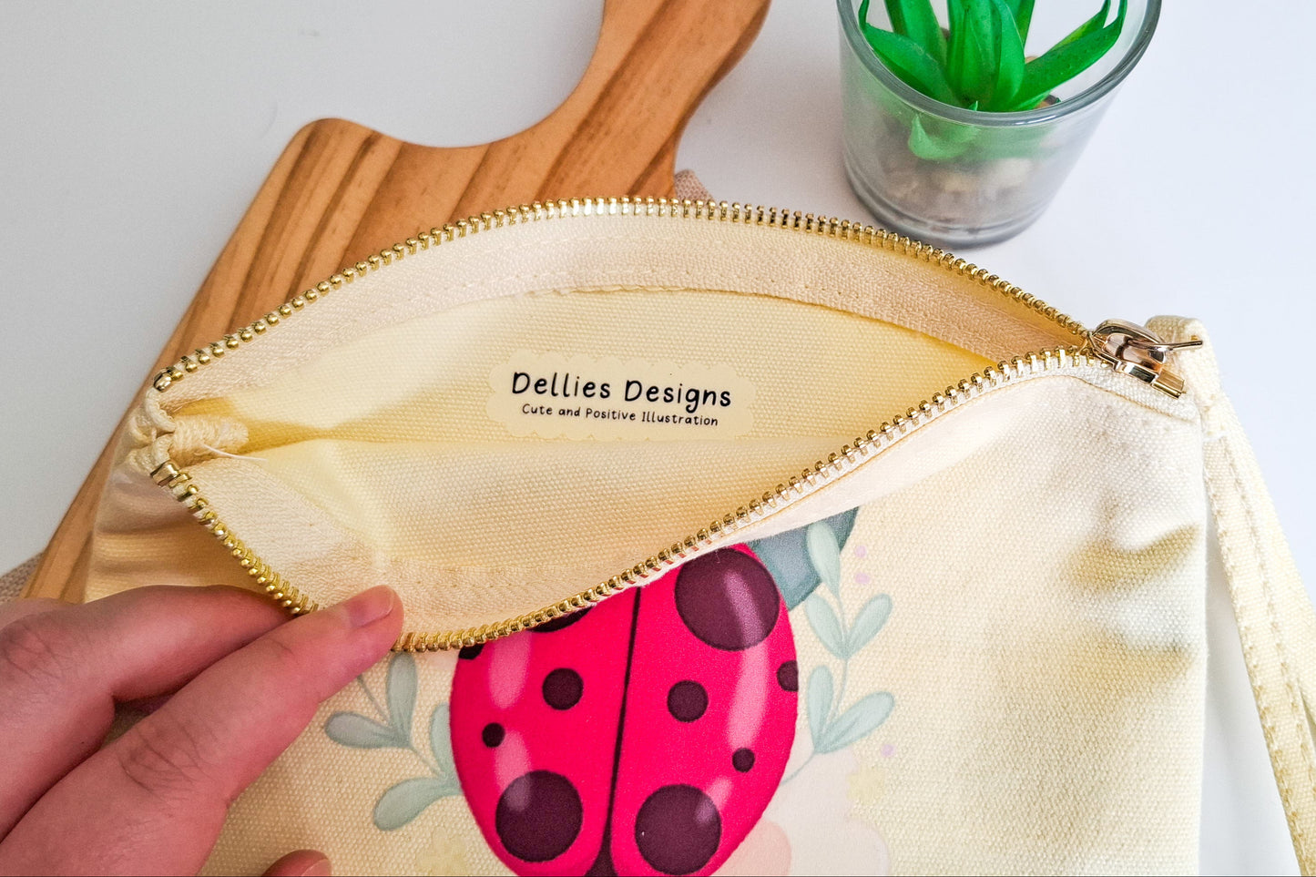 Yellow Find Joy Ladybug Pouch