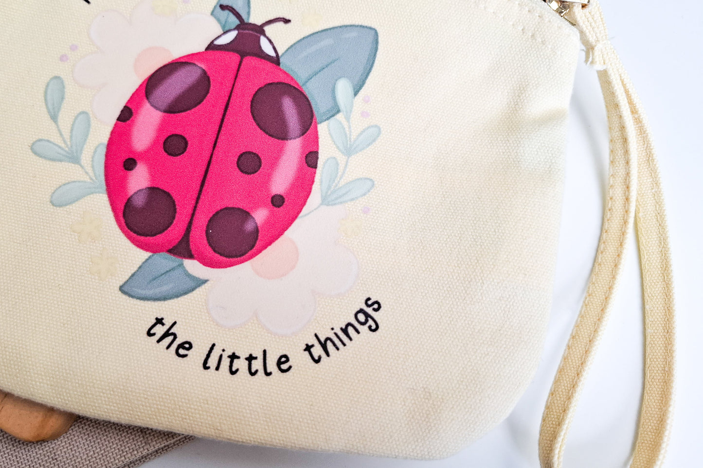 Yellow Find Joy Ladybug Pouch