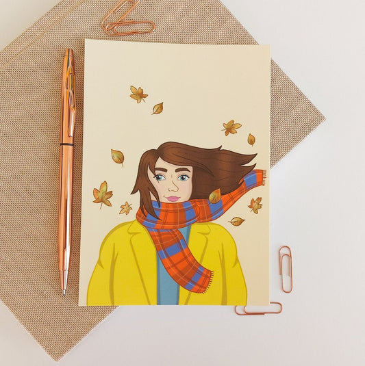 Autumn Girl Postcard