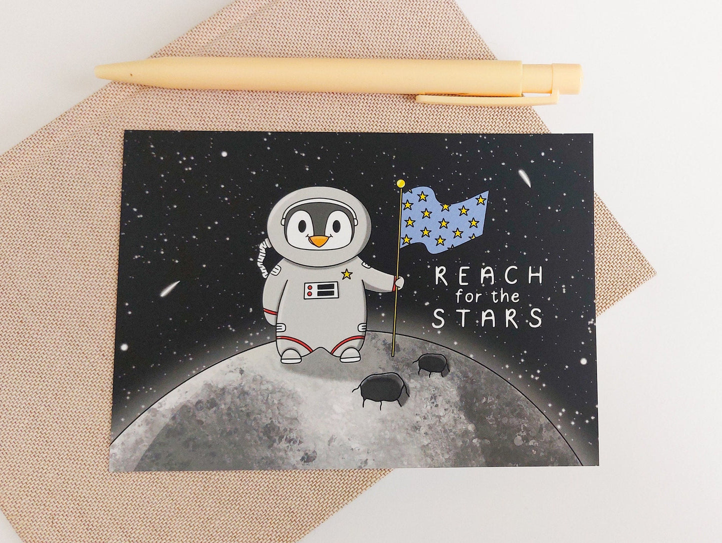 Pecka on the Moon Postcard - Reach For The Stars