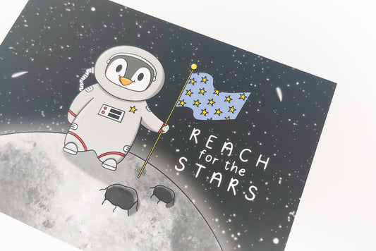 Pecka on the Moon Postcard - Reach For The Stars