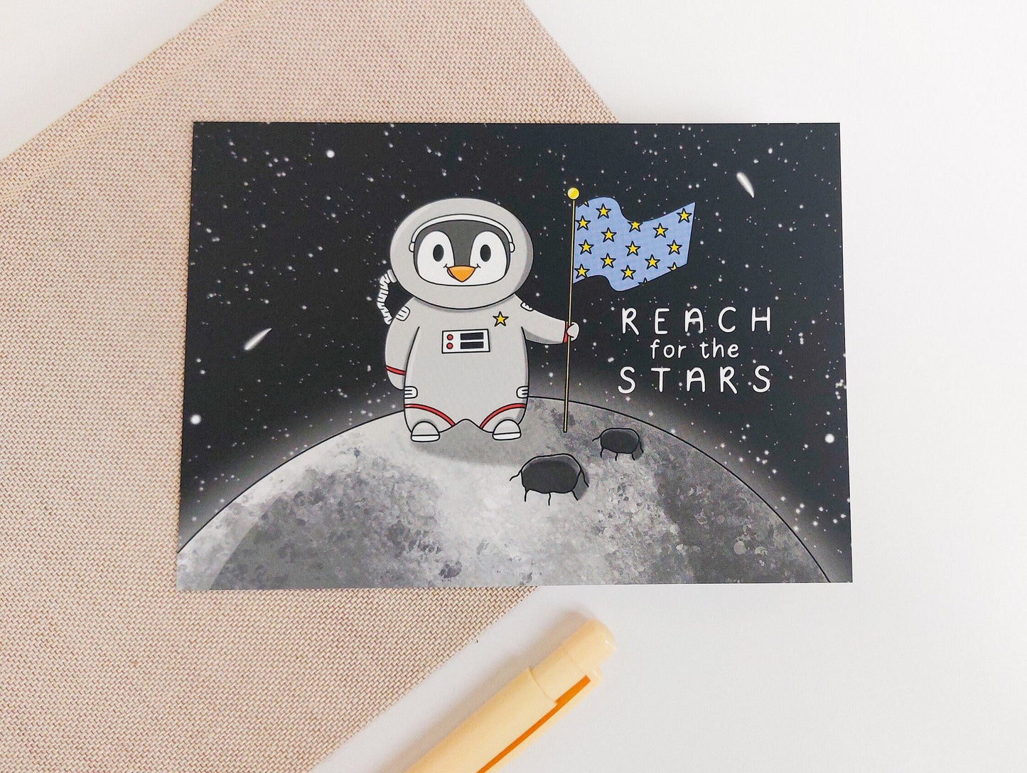 Pecka on the Moon Postcard - Reach For The Stars