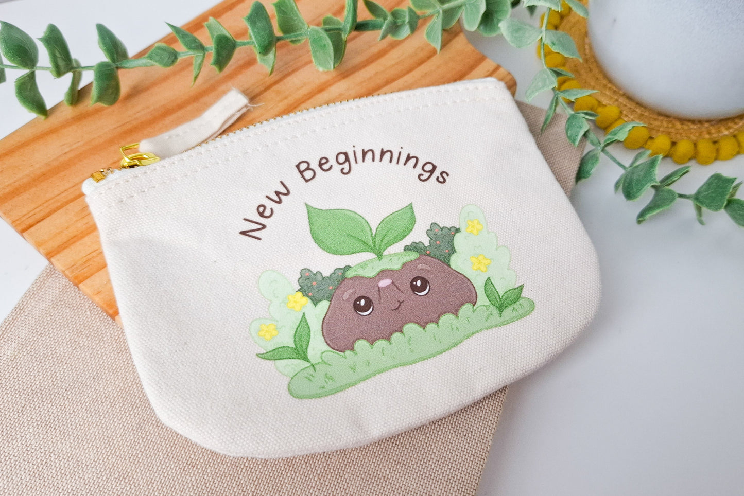 New Beginnings Quote Small Zip Pouch