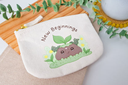 New Beginnings Quote Small Zip Pouch