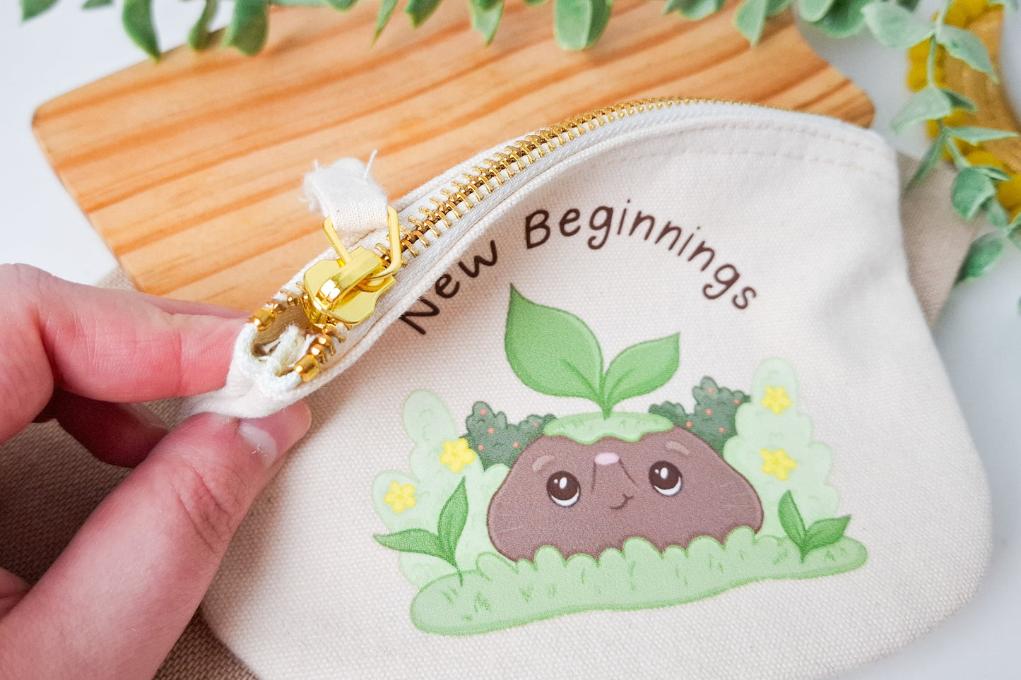 New Beginnings Quote Small Zip Pouch
