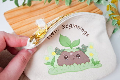 New Beginnings Quote Small Zip Pouch