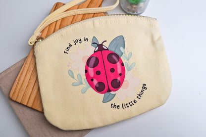 Yellow Find Joy Ladybug Pouch
