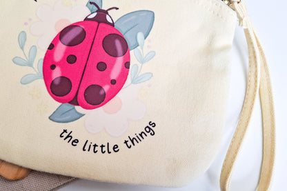 Yellow Find Joy Ladybug Pouch