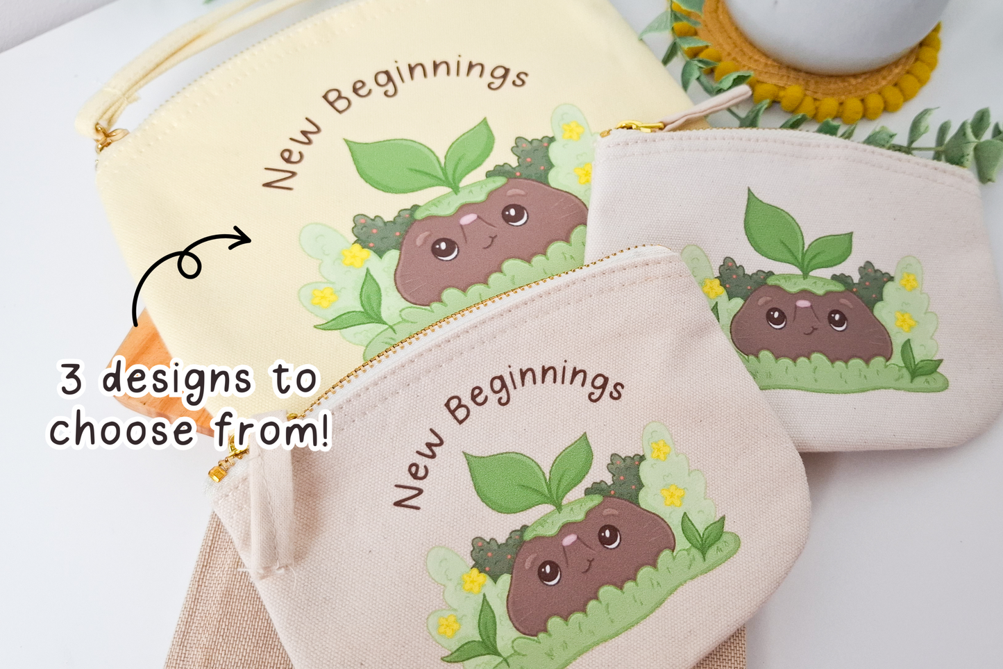 Yellow New Beginnings Zip Pouch