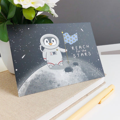 Pecka on the Moon Postcard - Reach For The Stars