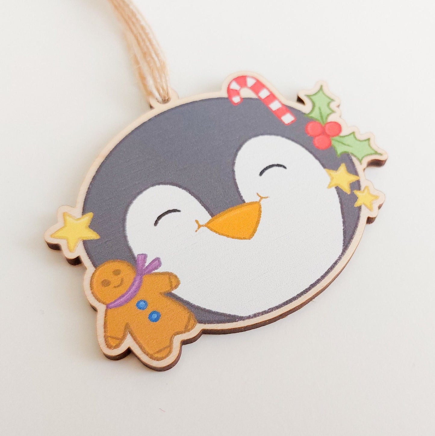 Festive Pecka Penguin - Wooden Decoration