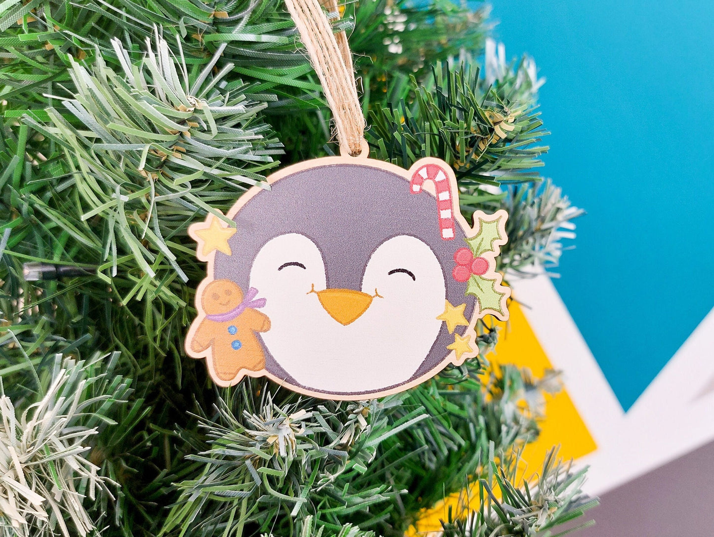 Festive Pecka Penguin - Wooden Decoration