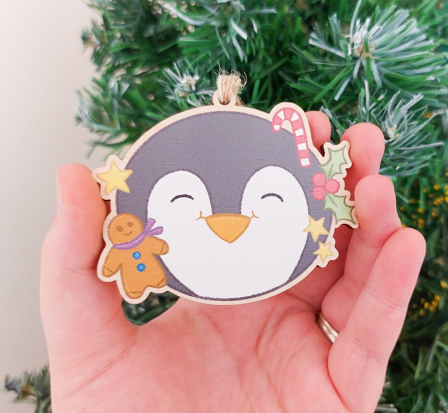 Festive Pecka Penguin - Wooden Decoration