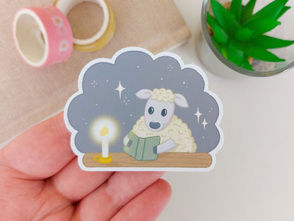 Candlelight Reading Sheep Sticker