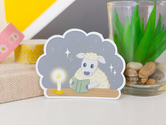 Candlelight Reading Sheep Sticker