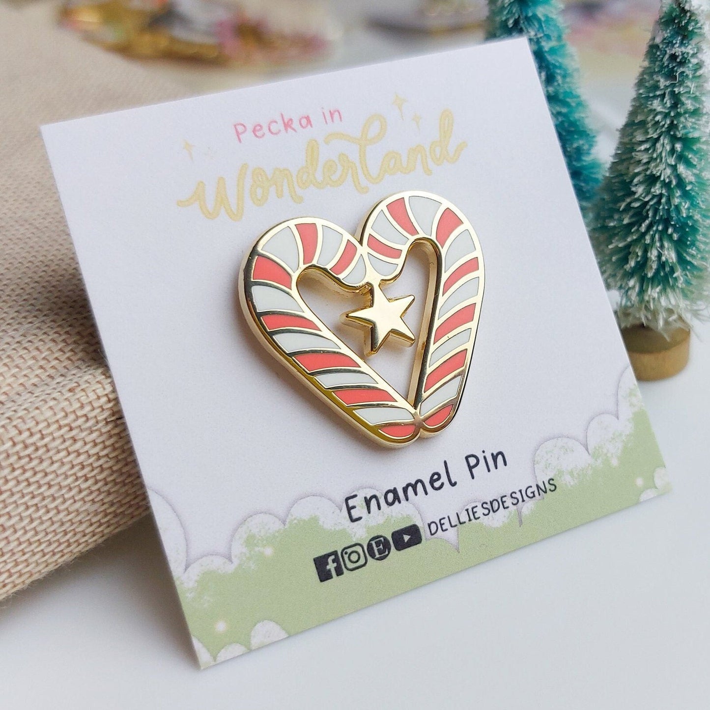 Candy Cane Heart Enamel Pin