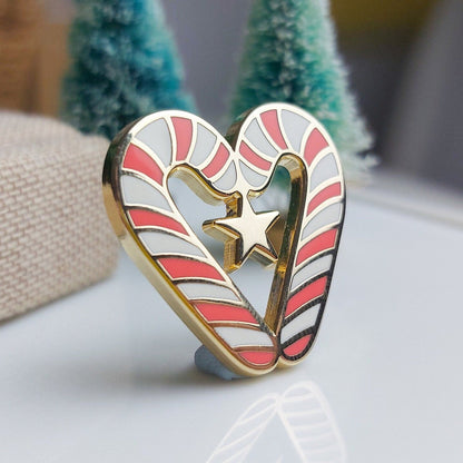 Candy Cane Heart Enamel Pin