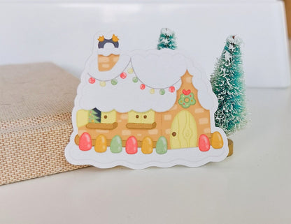 Gingerbread House Sticker - Christmas Sticker - Christmas Village - Winter Wonderland - Penguin Gift - Penguin theme - Snowy House