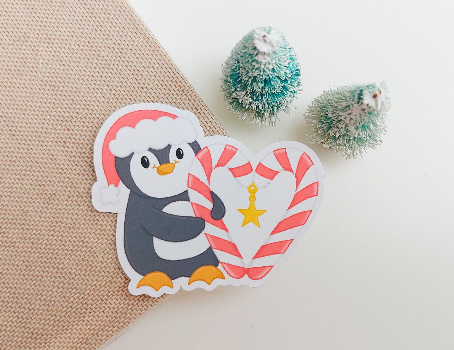 Candy Cane Penguin Sticker