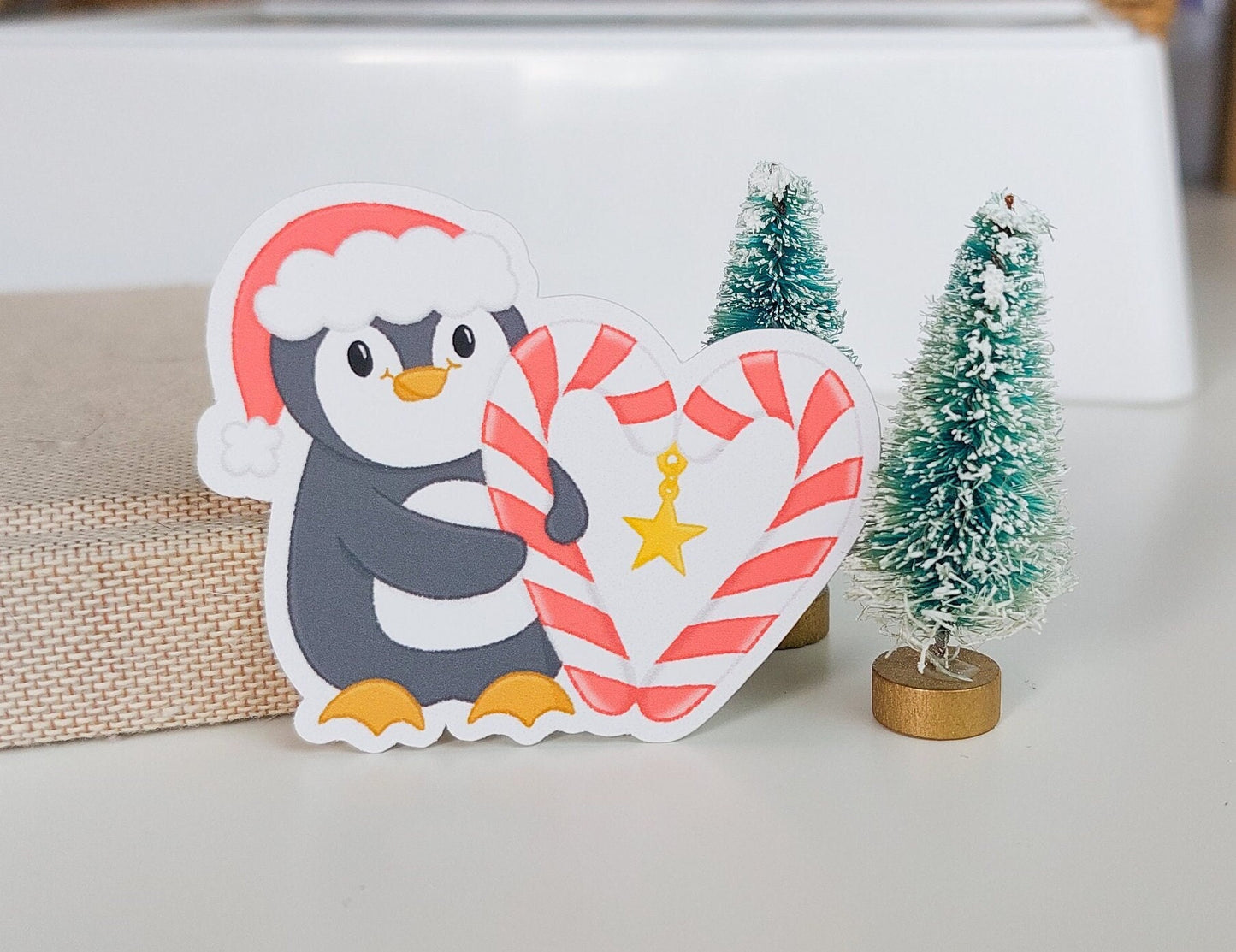 Candy Cane Penguin Sticker