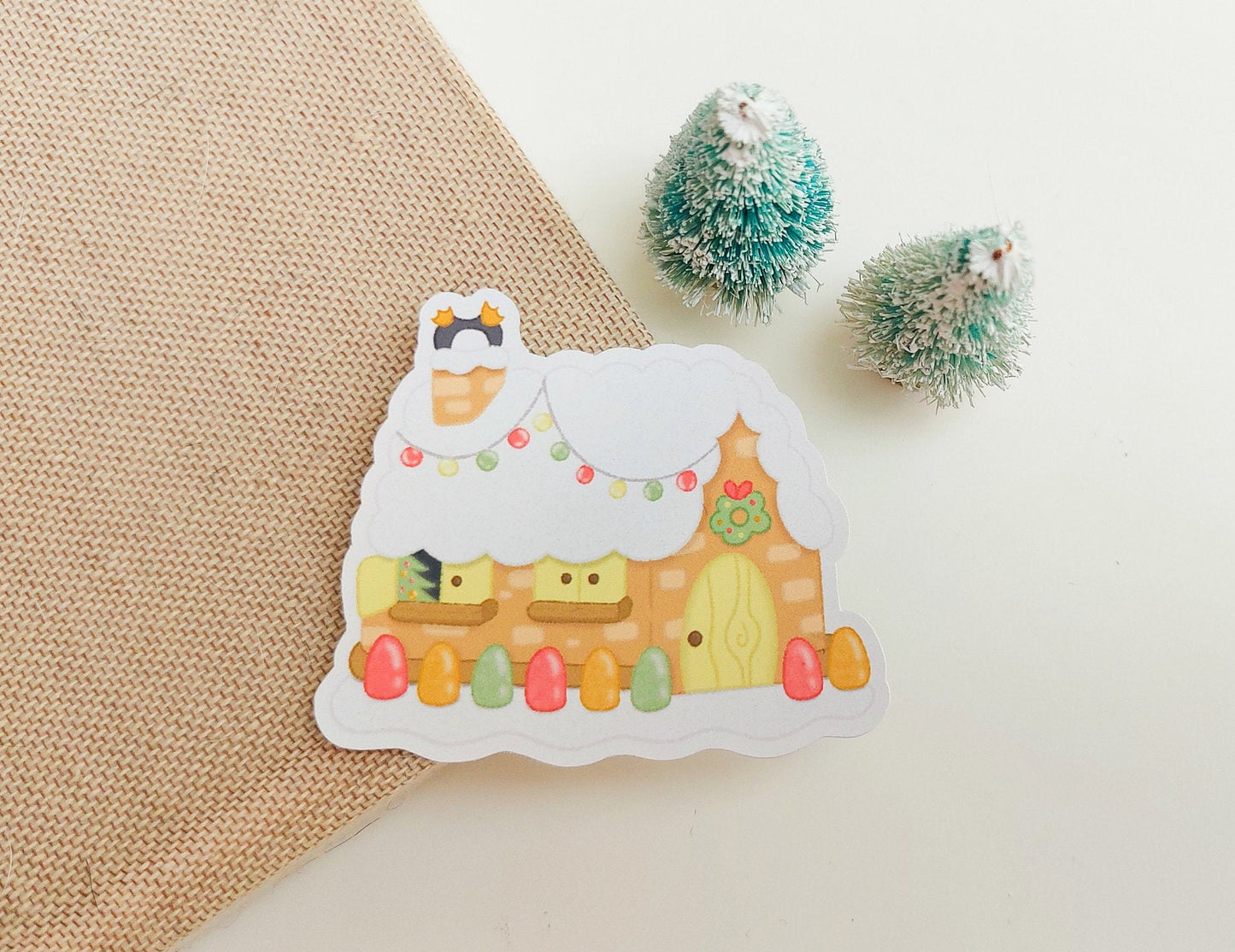 Gingerbread House Sticker - Christmas Sticker - Christmas Village - Winter Wonderland - Penguin Gift - Penguin theme - Snowy House