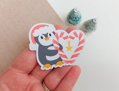 Candy Cane Penguin Sticker