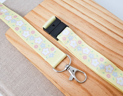 Pastel Flowers Lanyard With Safety Clasp