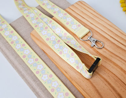 Pastel Flowers Lanyard With Safety Clasp