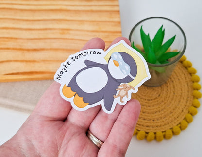 Sleepy Penguin Sticker - Maybe Tomorrow